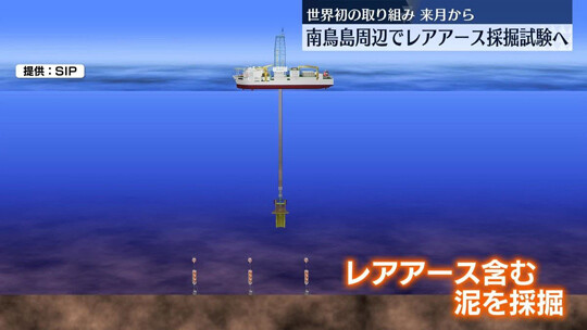 일본 정부가 해저에서 희토류를 포함한 진흙을 본격적으로 채굴하기 위한 프로젝트를 가동시켰다. 사진=닛테레뉴스 캡처