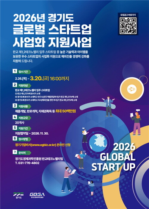 2026년 경기도 글로벌 스타트업 사업화 지원사업 공고 포스터. 사진=경과원 제공