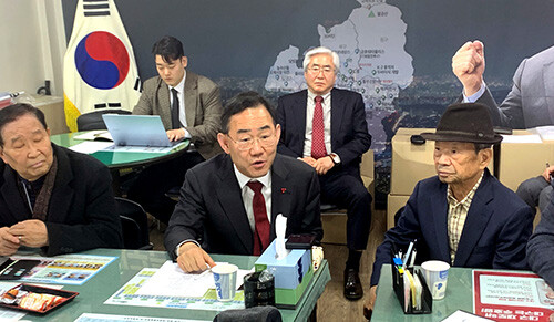 주호영 대구시장 출마예정자가 한국과학기술단체총연합회(과총) 대구지부 회원 간담회에서 발언하고 있다. 사진=주호영 출마예정자 사무소 제공