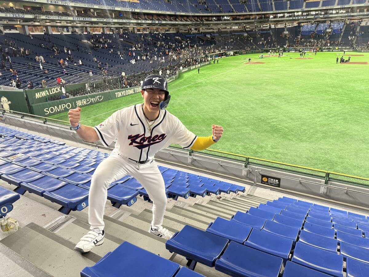 KT WIZ 투수 육청명의 친형이자 KBO리그 OTT 중계 플랫폼 '티빙'에서 패널로 활동 중인 육청호 씨는 최근 일본 도쿄돔에서 열린 WBC 1라운드 4경기를 모두 현장에서 지켜봤다. 사진=육청호 씨 제공