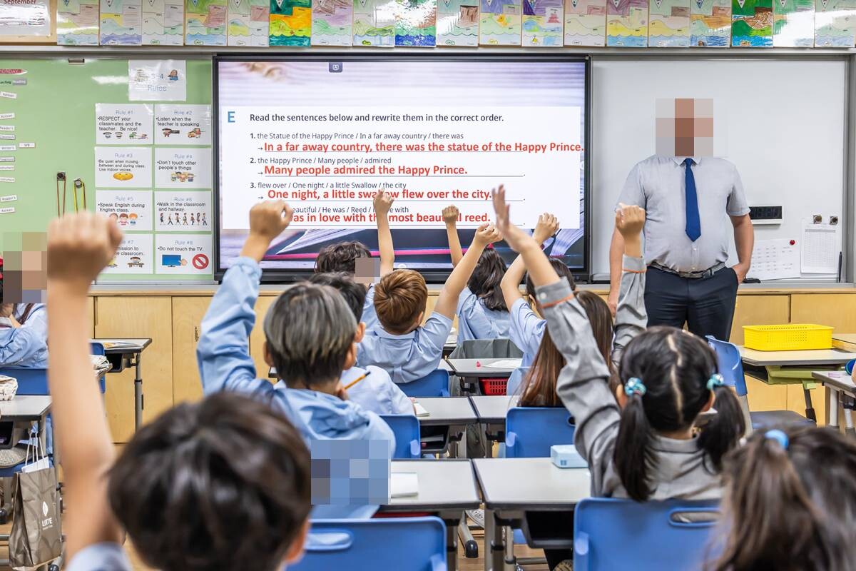 서울의 한 초등학교에서 영어수업이 진행되고 있는 모습으로 기사 특정 내용과 관련 없음. 사진=최준필 기자