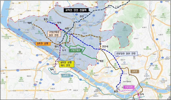 제5차 국가철도망 구축계획 및 대도시권 광역교통 시행계획 건의 노선. 사진=고양시, 남양주시, 하남시 제공