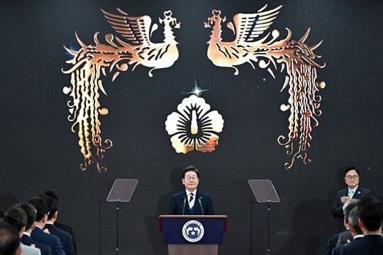 제21대 대통령 취임식이 열린 지난해 6월 4일 오전 서울 여의도 국회에서 이재명 대통령이 취임식에서 취임사를 하고 있다. 사진=국회사진기자단