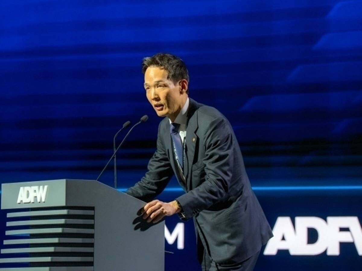 지난해 12월 아부다비 금융주간(ADFW) 글로벌 마켓 서밋에서 개회사를 맡은 김동원 한화생명 사장. 사진=한화생명 제공