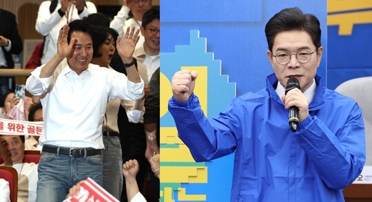 오세훈 국민의힘 서울시장 후보(왼쪽)와 정원오 더불어민주당 서울시장 후보(오른쪽). 사진=박은숙 기자