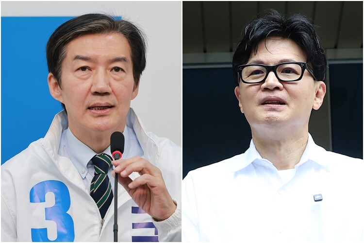 경기 평택을에 출마한 조국 조국혁신당 후보와 부산 북구갑에 출마한 한동훈 무소속 후보. 사진=연합뉴스