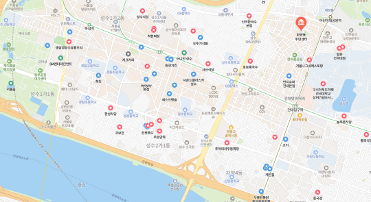 서울숲과 성수역, 건대입구역으로 이어지는 지역도 주목할 만하다. 사진=네이버 지도 갈무리