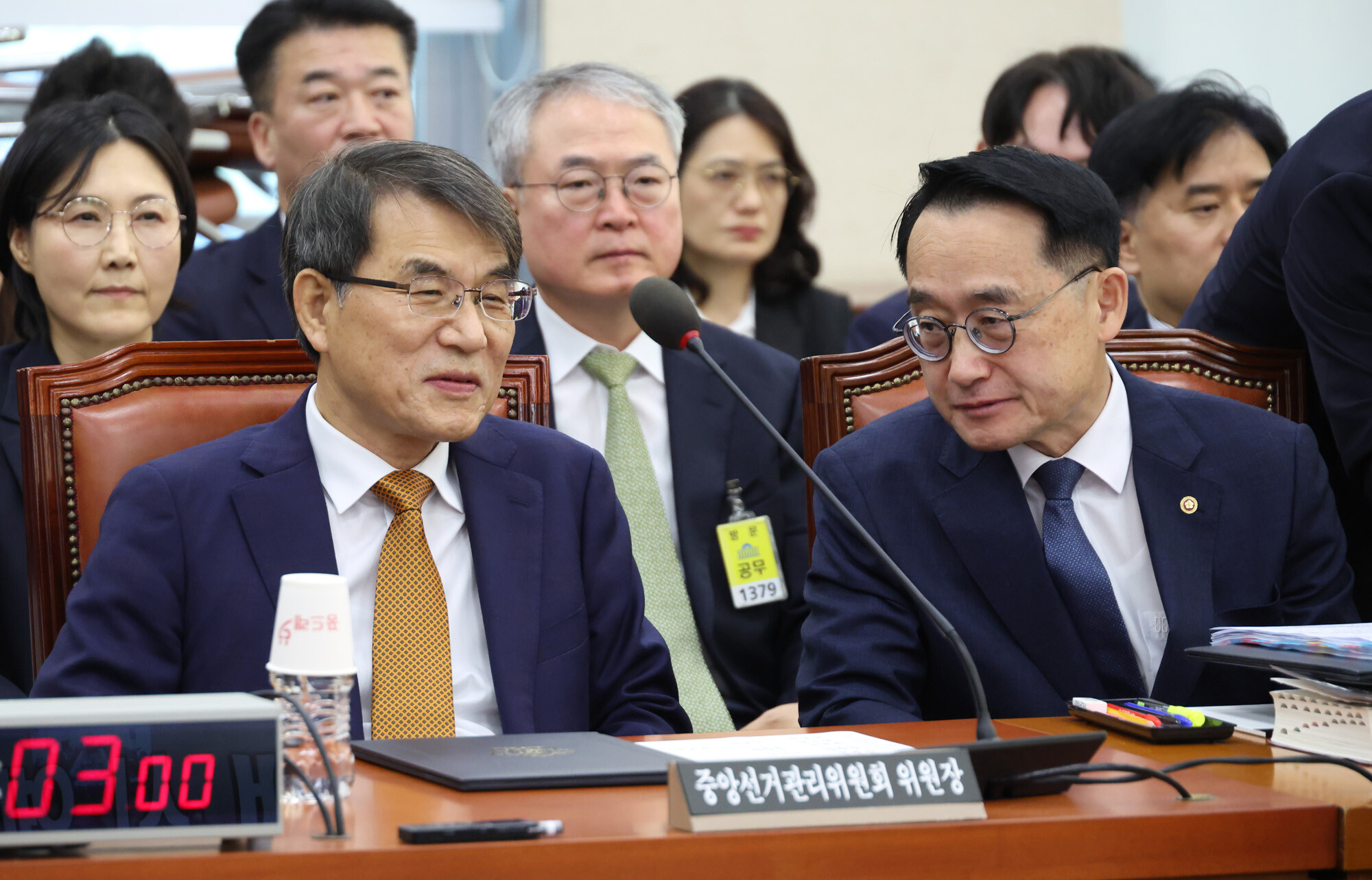 노태악 중앙선관위원장과 허철훈 중앙선관위 사무총장. 사진=박은숙 기자