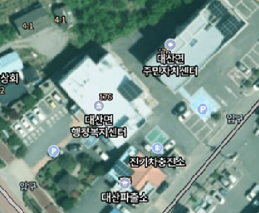 1980년대 예비군면대 소재지는 통상 면사무소에 위치해 있었다. 지금도 전북 고창군 대산면엔 행정복지센터와 파출소가 나란히 위치해 있다. 사진=네이버지도 캡처