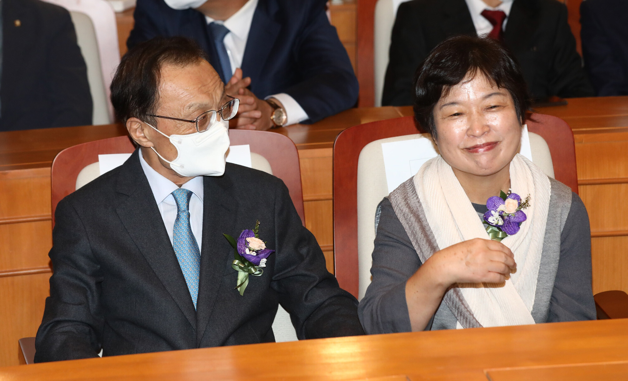 고 이해찬 전 국무총리와 배우자 김정옥 씨. 사진=박은숙 기자