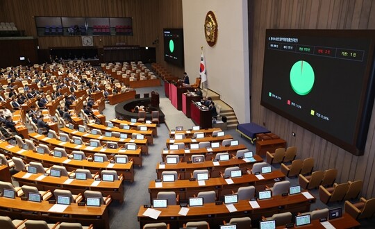 7월 31일 국회 본회의에서 검사의 보완수사권 전면 폐지를 골자로 하는 형사소송법 개정안이 가결되고 있다. 사진=박은숙 기자