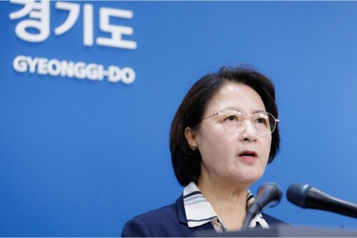 추미애 경기도지사가 5일 수원특례시 경기도청 브리핑룸에서 경기도 재정 관련 기자회견을 하고 있다. 사진=경기도 제공