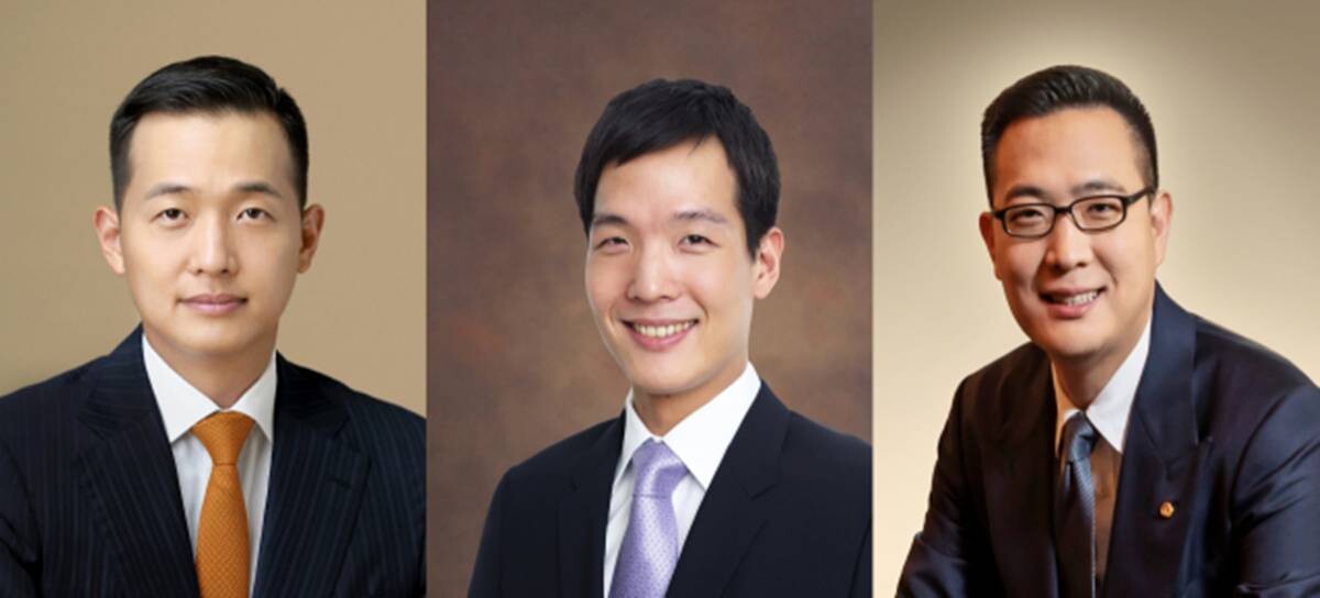 왼쪽부터 김동관 한화그룹 수석부회장, 김동원 한화생명 부회장, 김동선 한화비전 사장. 사진=한화그룹 제공