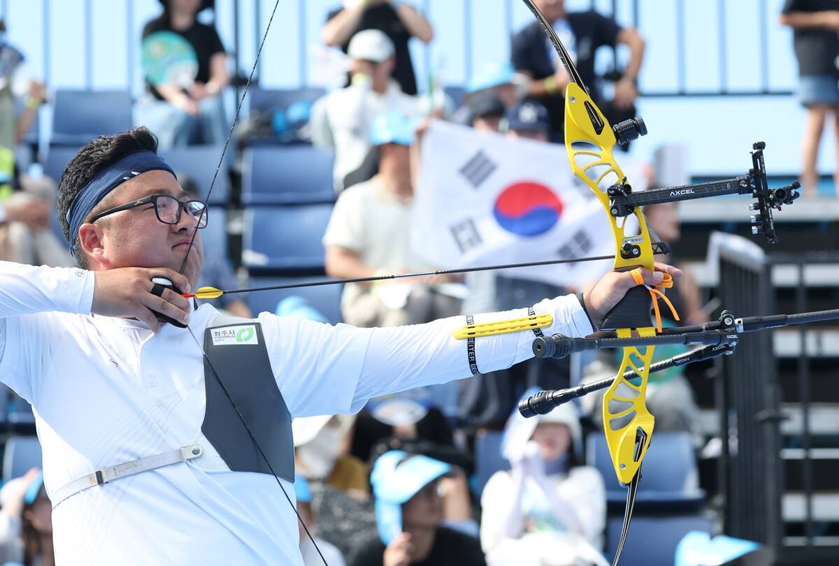 오랜 기간 양궁은 대한민국의 효자 종목이었다. 대표팀은 이번 대회에서 리커브 전 종목 석권(금메달 5개)를 노린다. 이번 대회에도 태극마크를 단 베테랑 김우진. 사진=연합뉴스