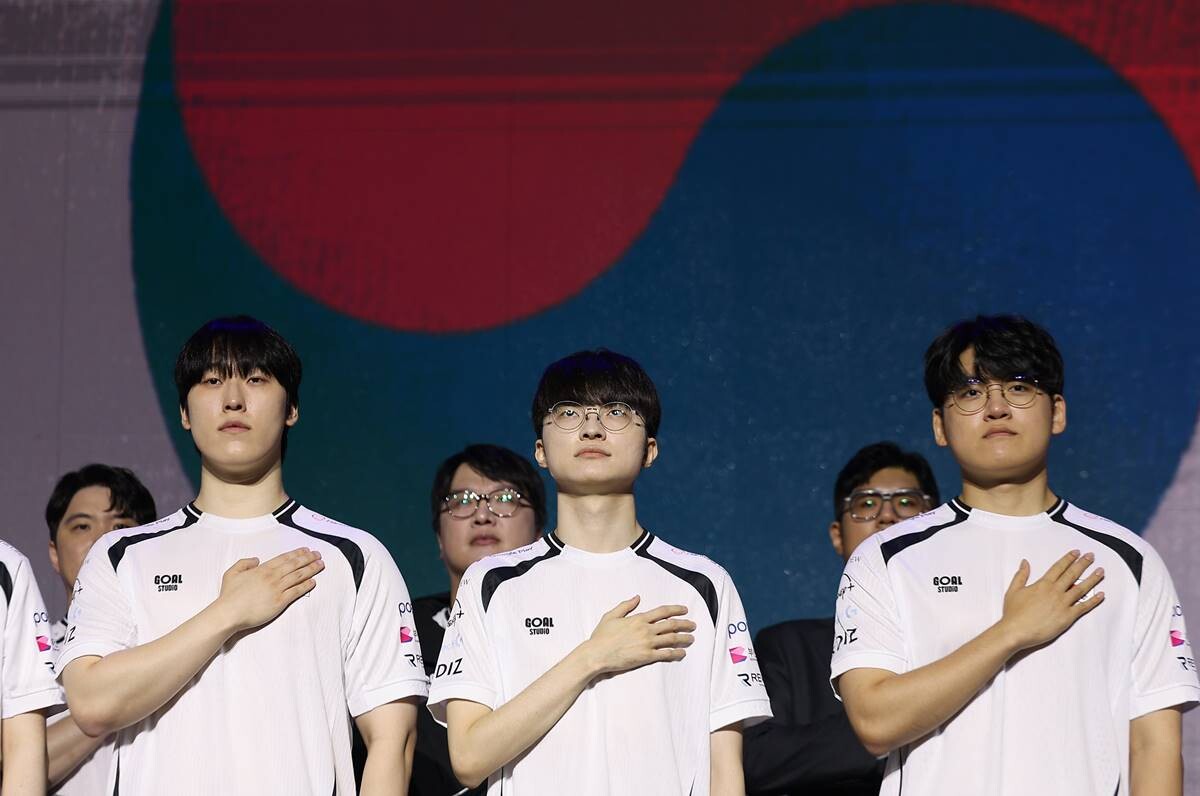 '페이커' 이상혁(가운데)은 지난 대회에 이어 아시안게임 2연패에 도전한다. 사진=연합뉴스