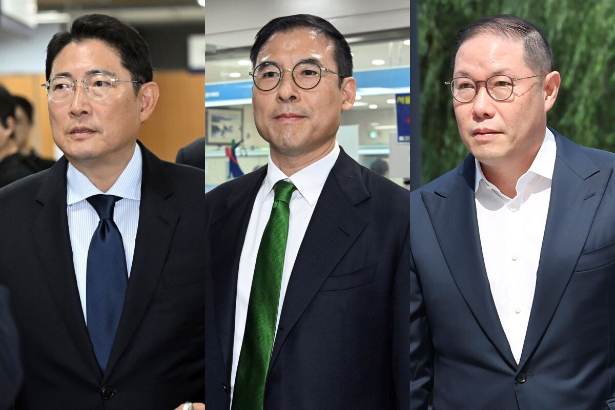 왼쪽부터 조현준 효성그룹 회장, 조현문 전 효성 부사장, 조현상 HS효성 부회장. 사진=박정훈 기자