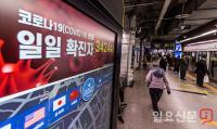 서울역 승강장에 표시된 코로나 신규 확진자